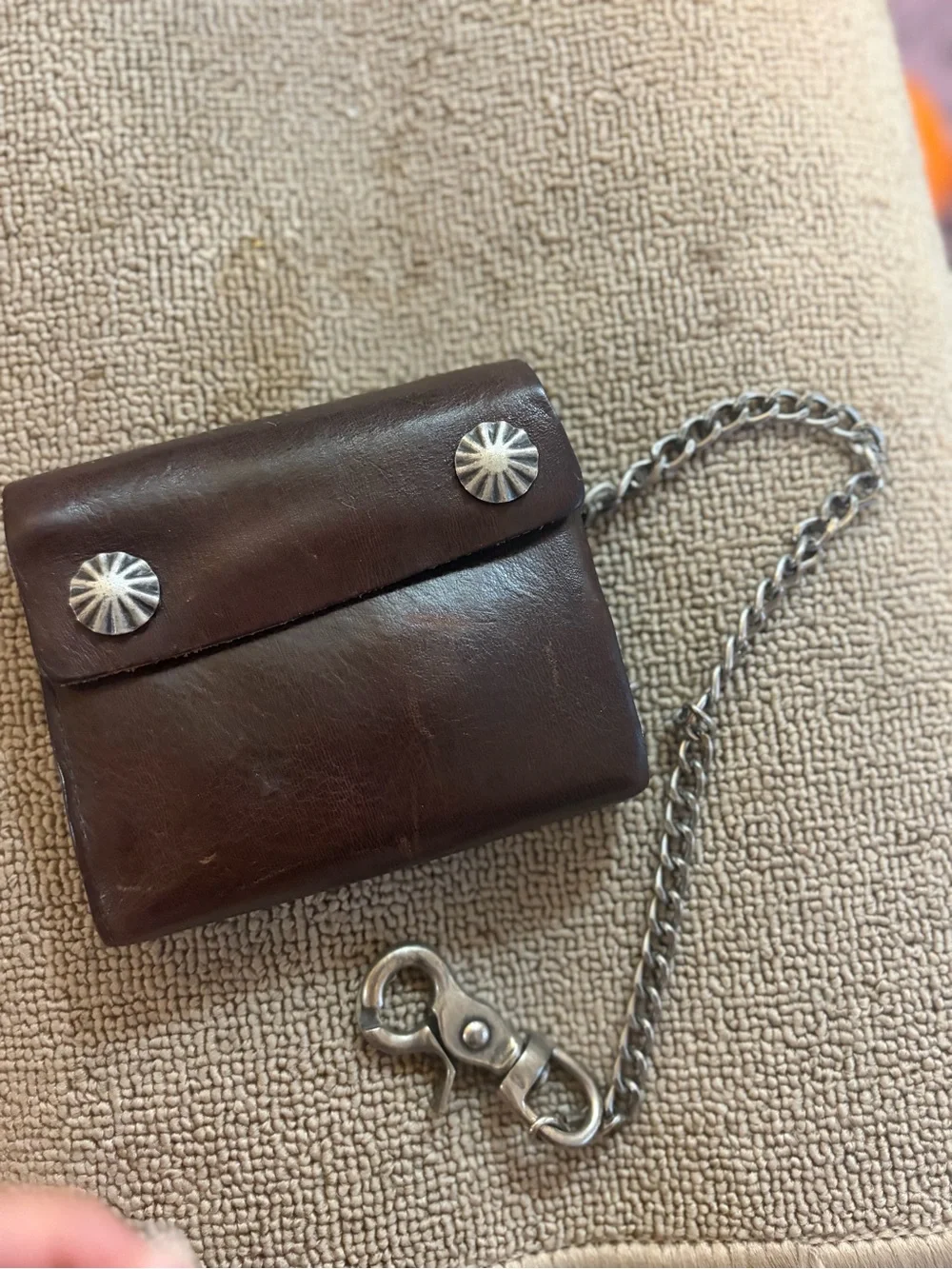 Double RL Ralph Lauren Vintage Brown Leather Men’s Wallet with Chain